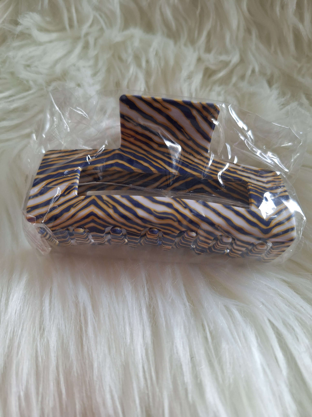 Large Square Zebra Stripe Hair Claw