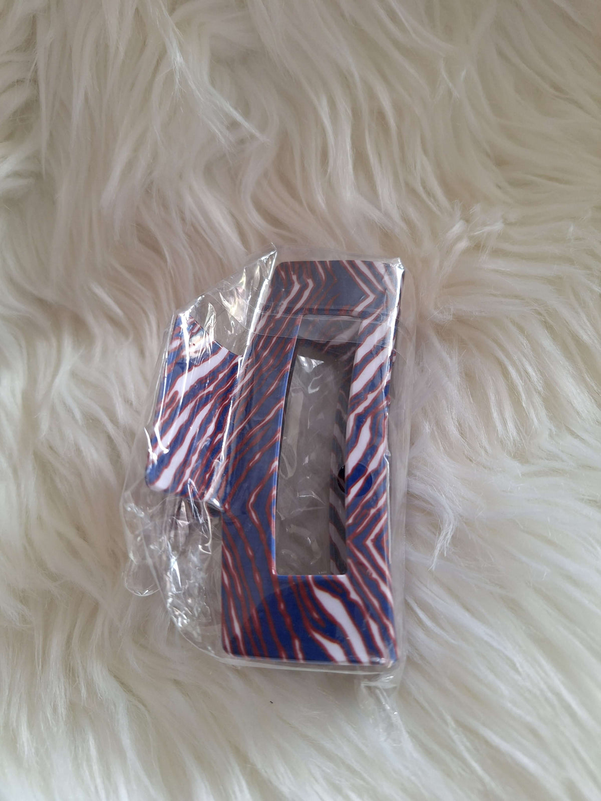 Large Square Zebra Stripe Hair Claw