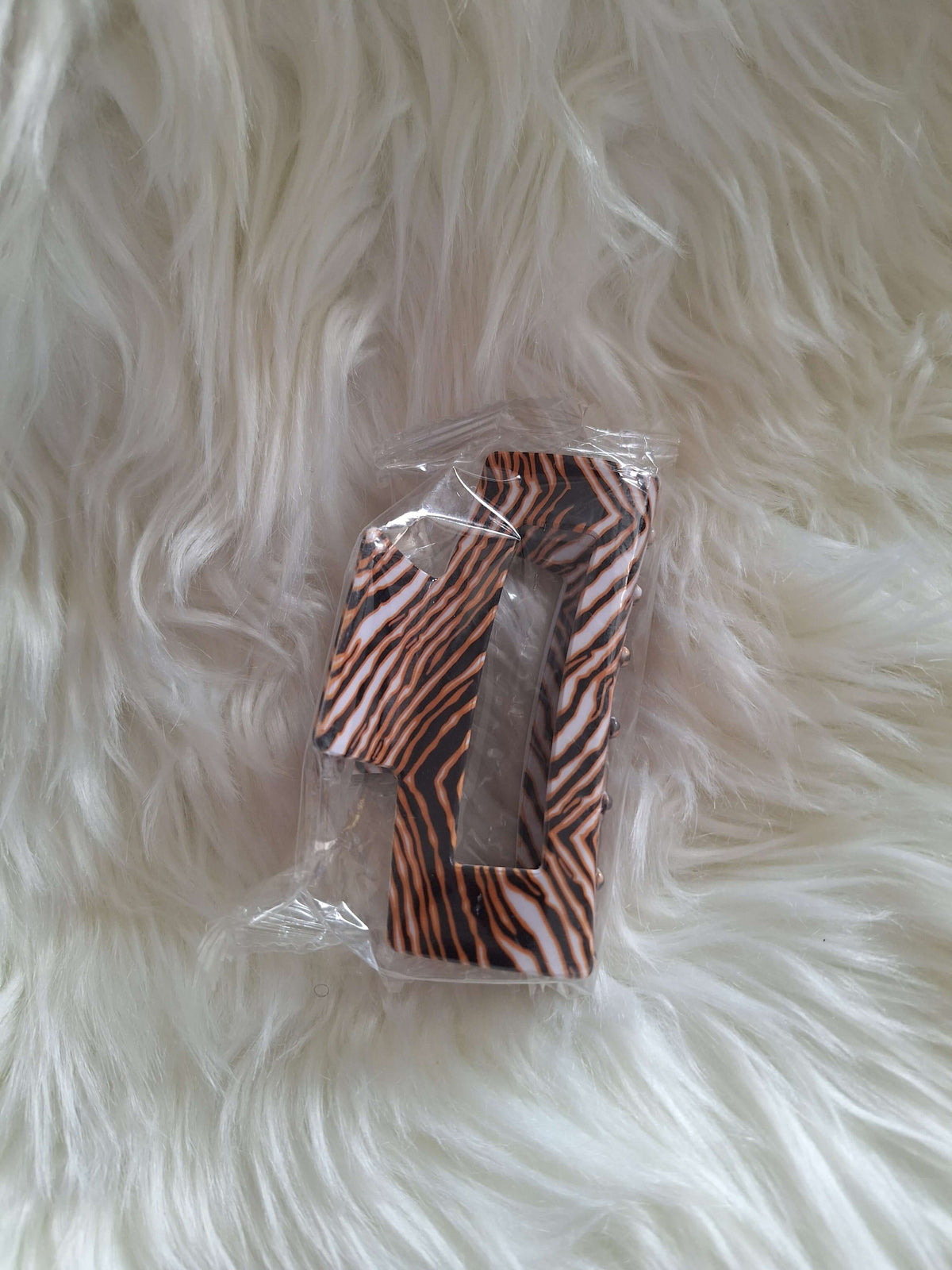 Large Square Zebra Stripe Hair Claw