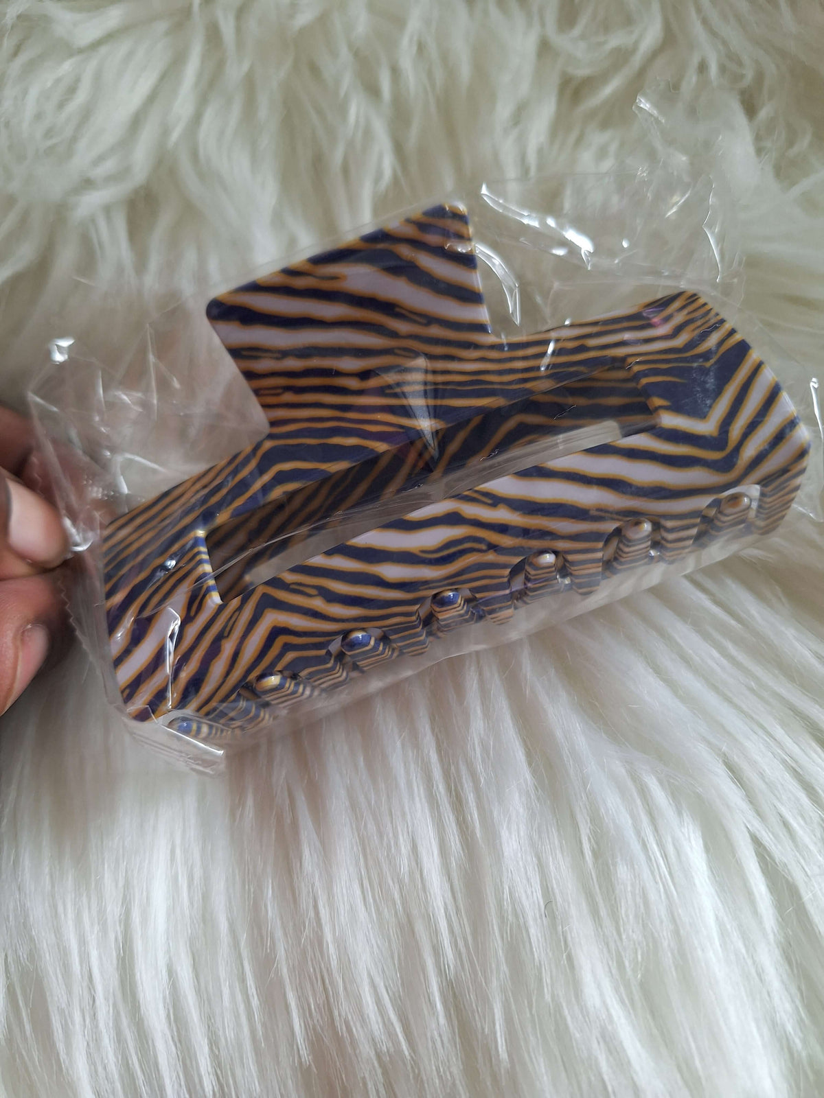 Large Square Zebra Stripe Hair Claw