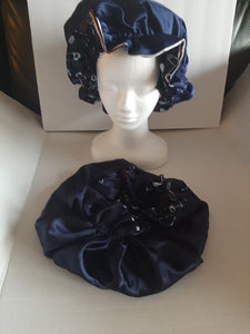 Navy Pins Hair Bonnet