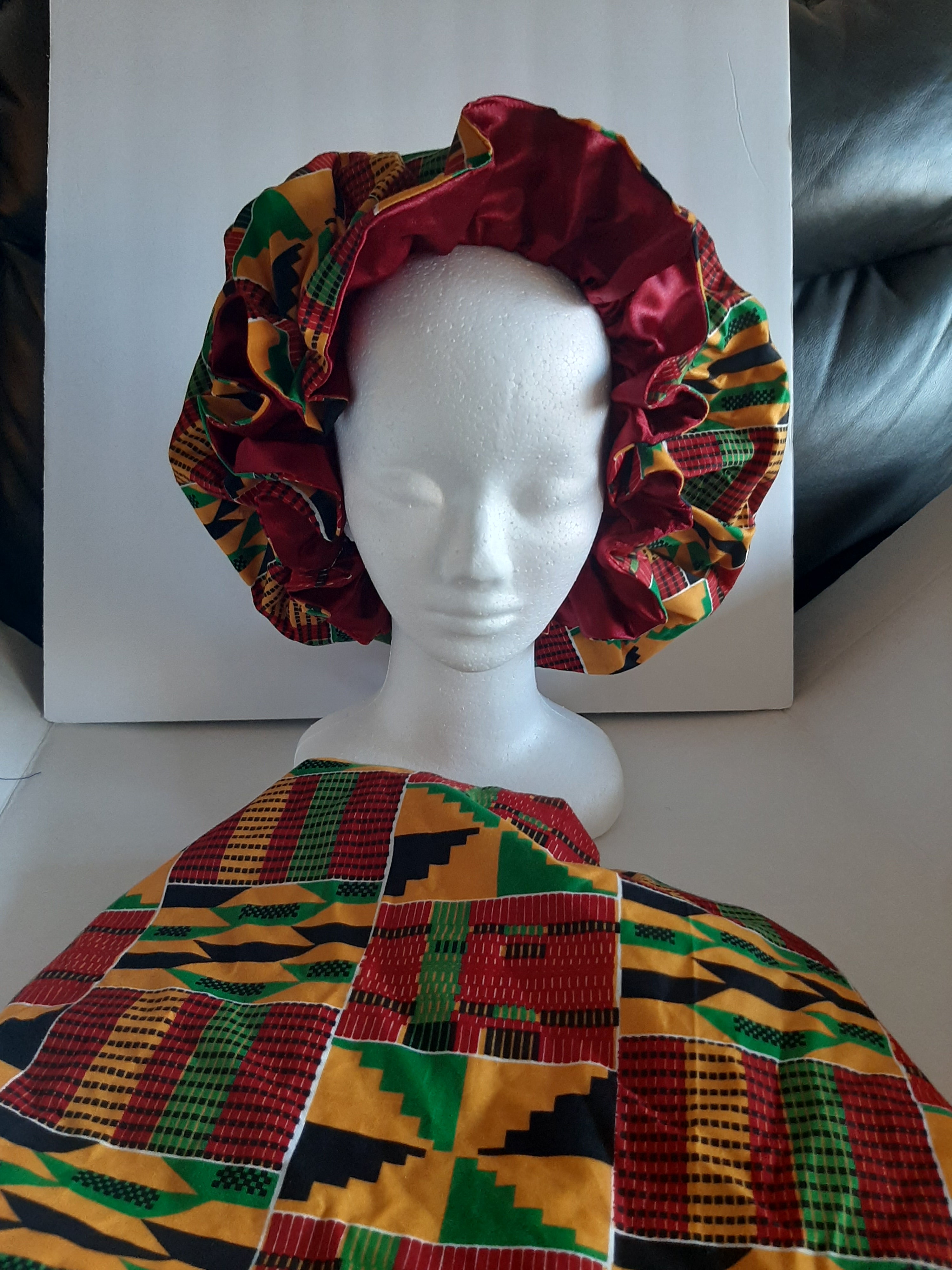 Kente Wax Print Bonnet