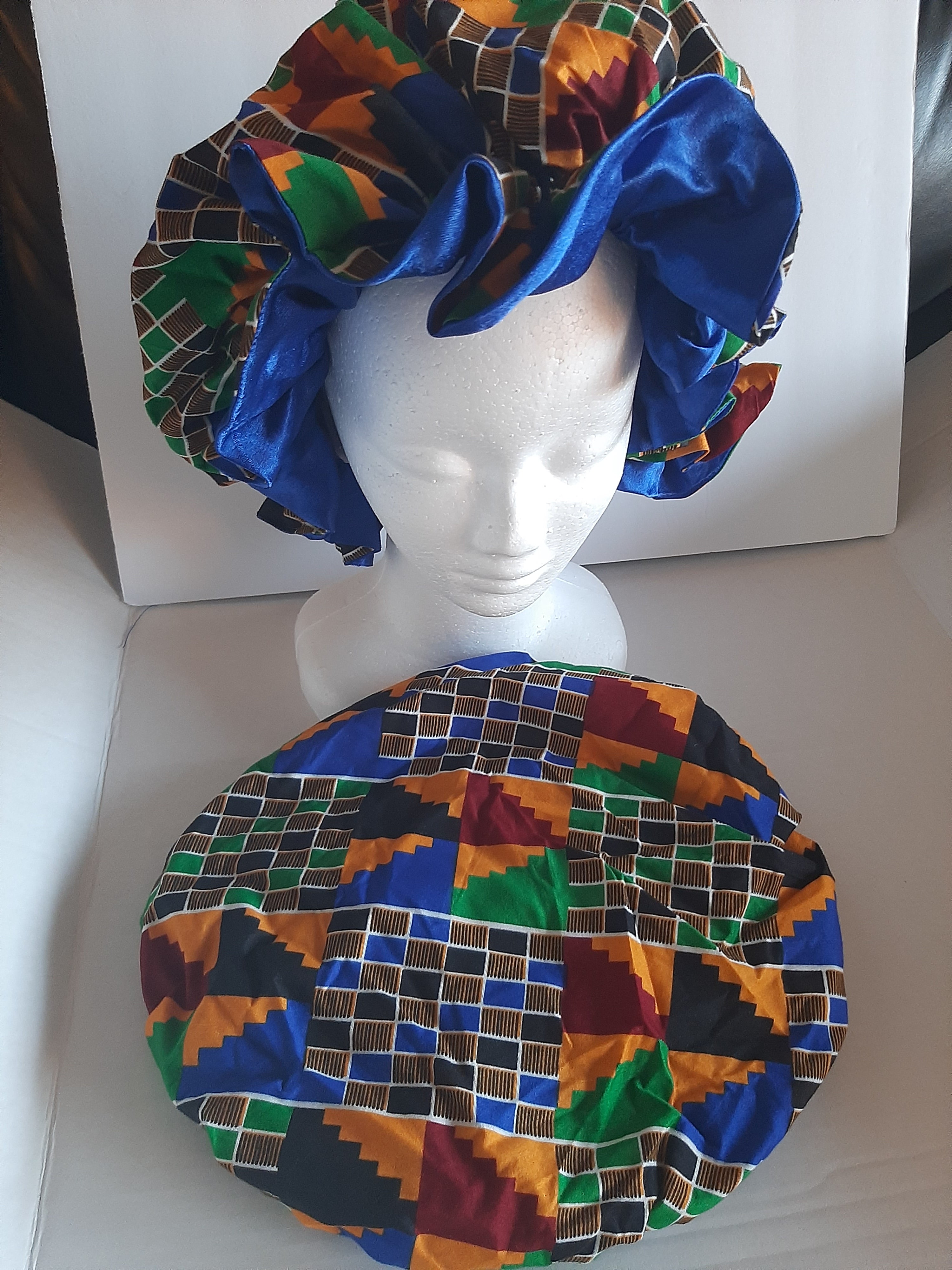 Kente Wax Print Bonnet