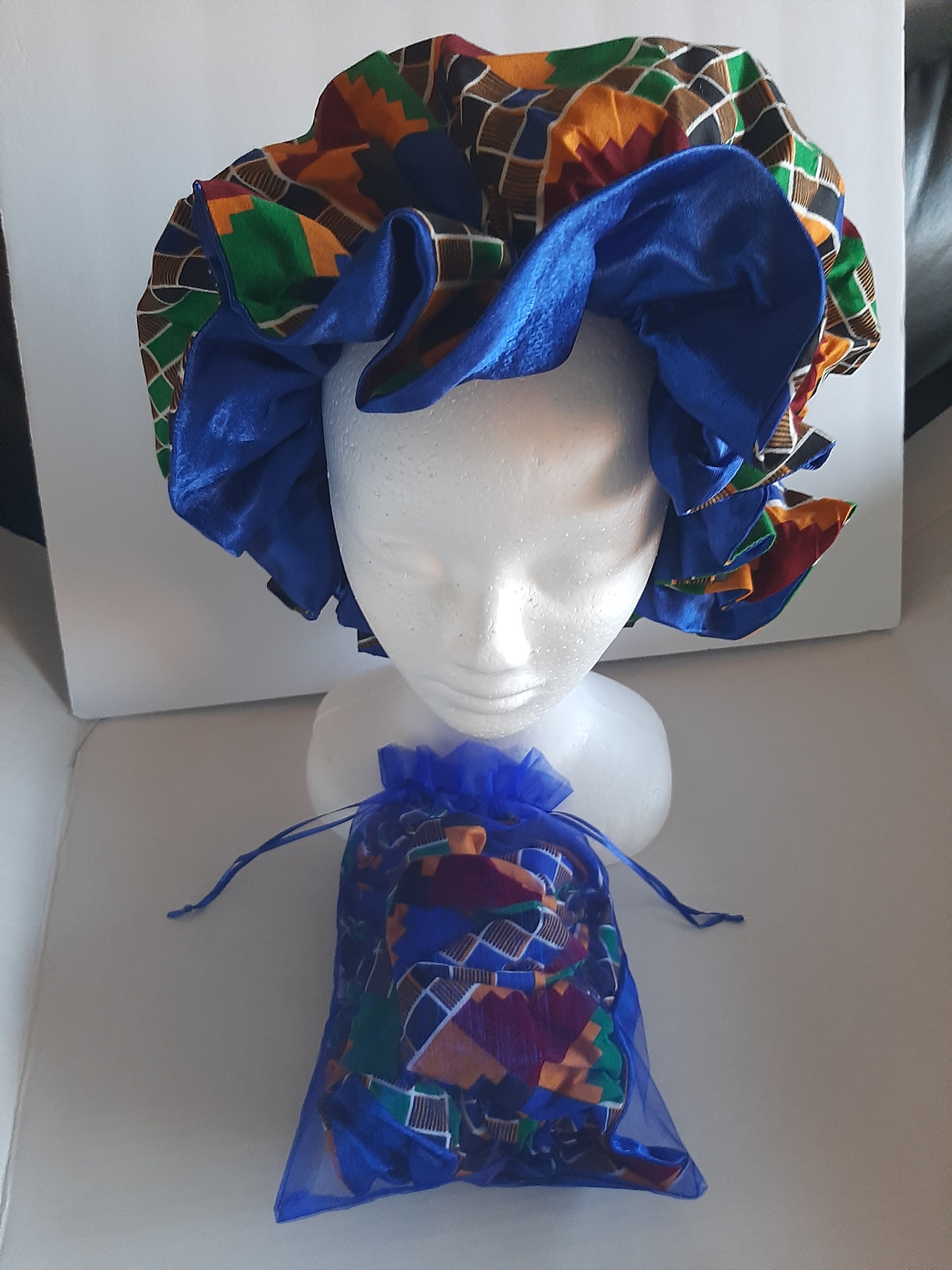 Kente Wax Print Bonnet