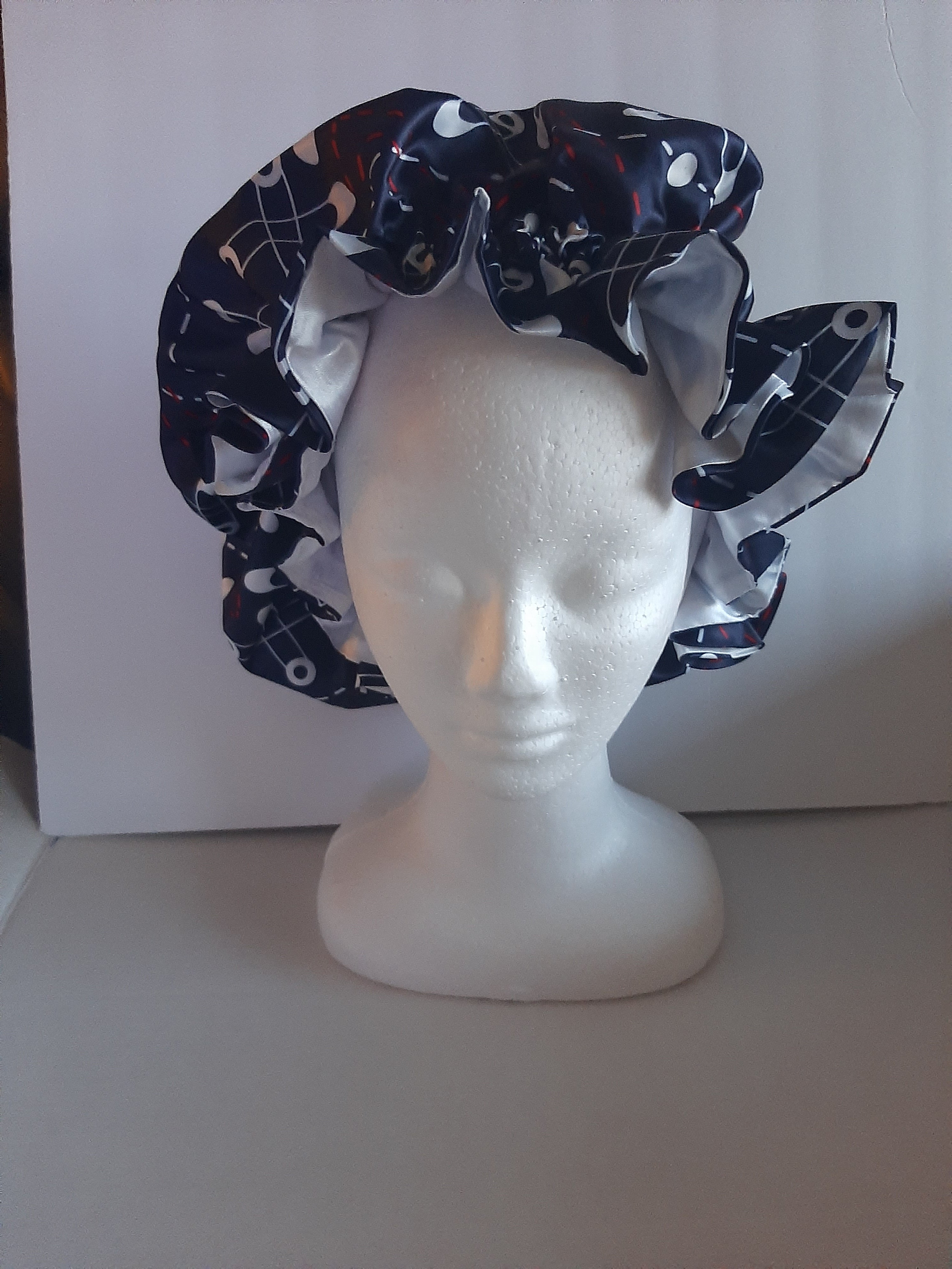 Navy Pins Hair Bonnet