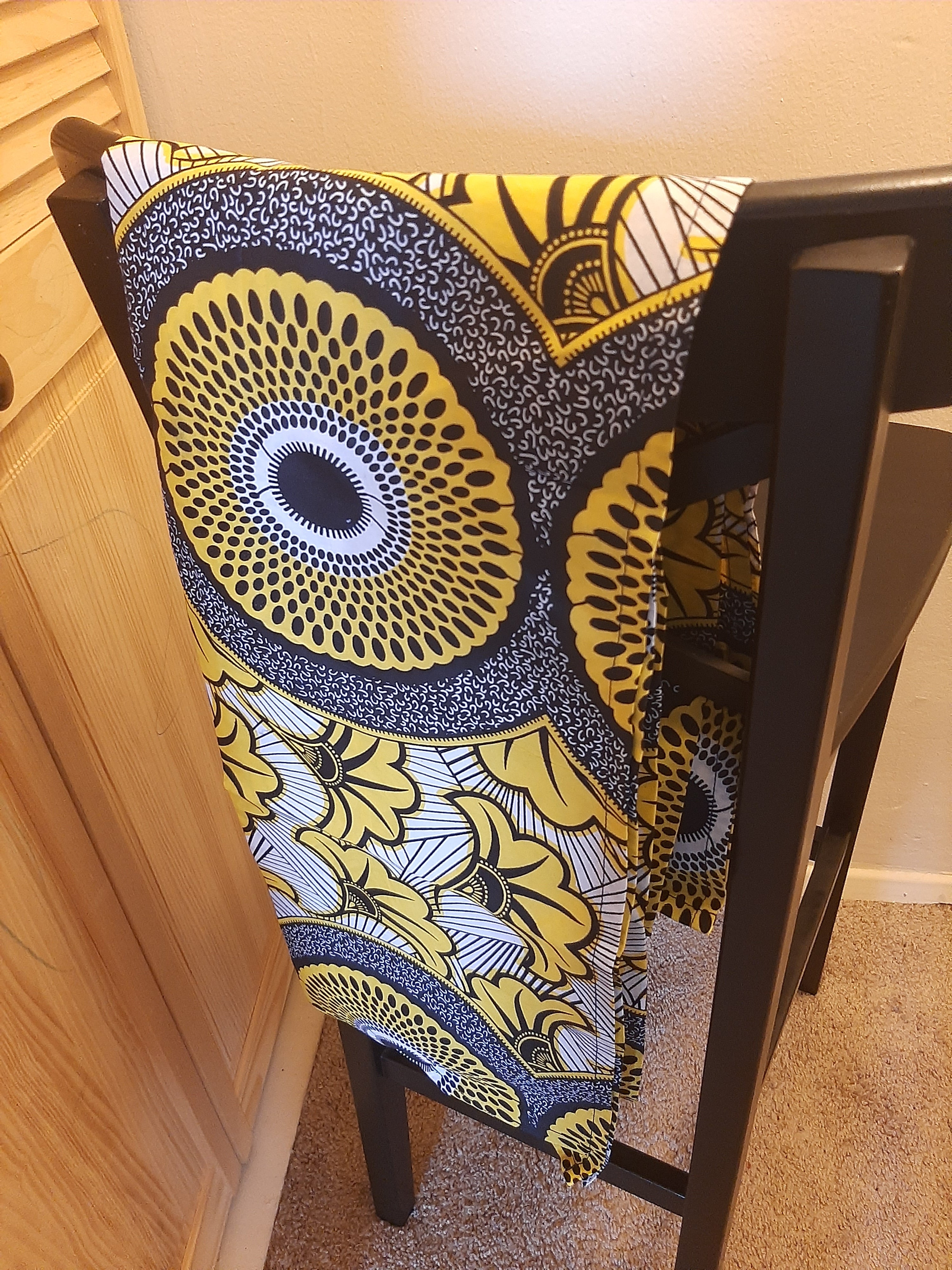 Yellow Flower African Print Scarf/Head tie