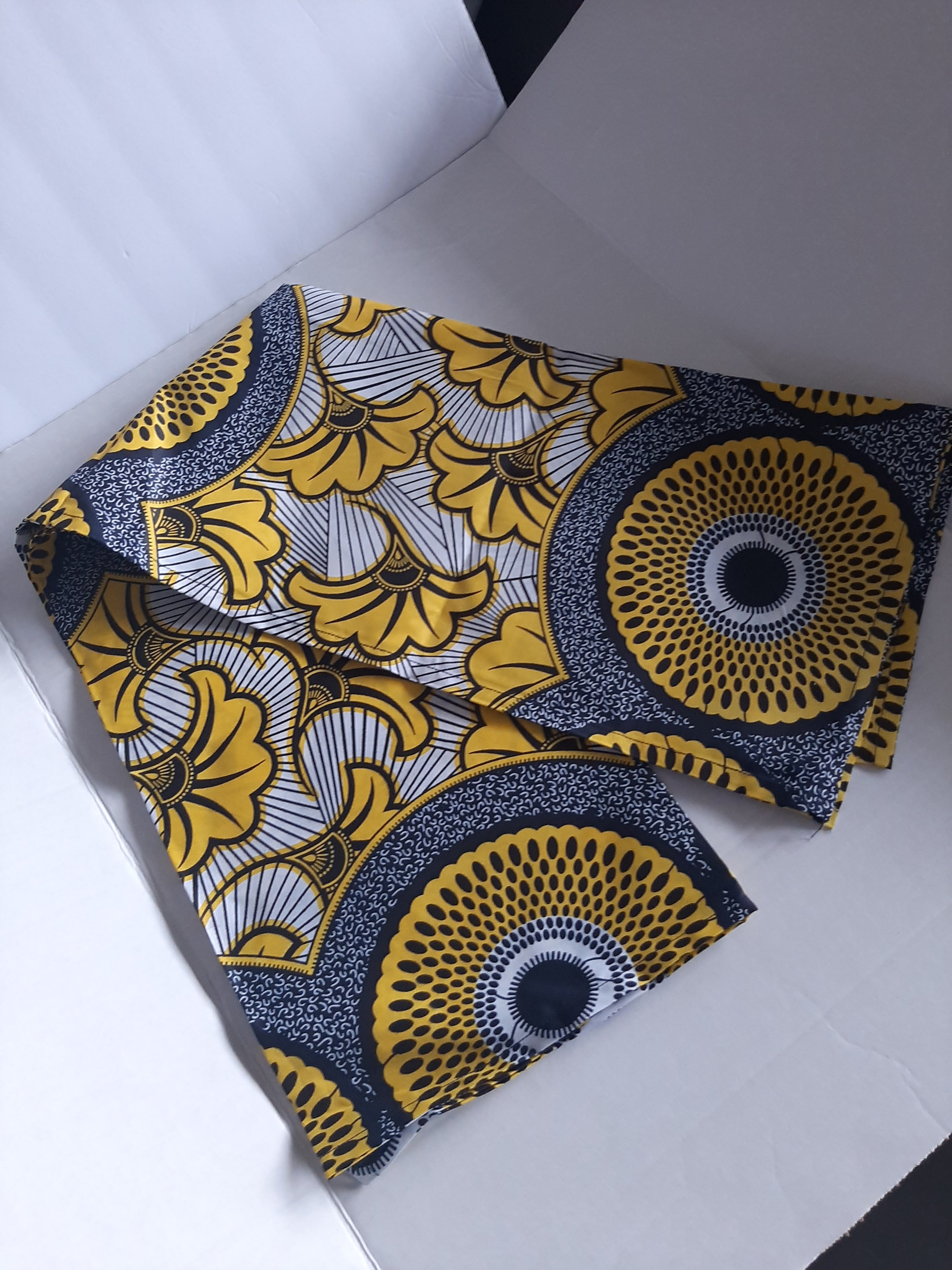 Yellow Flower African Print Scarf/Head tie