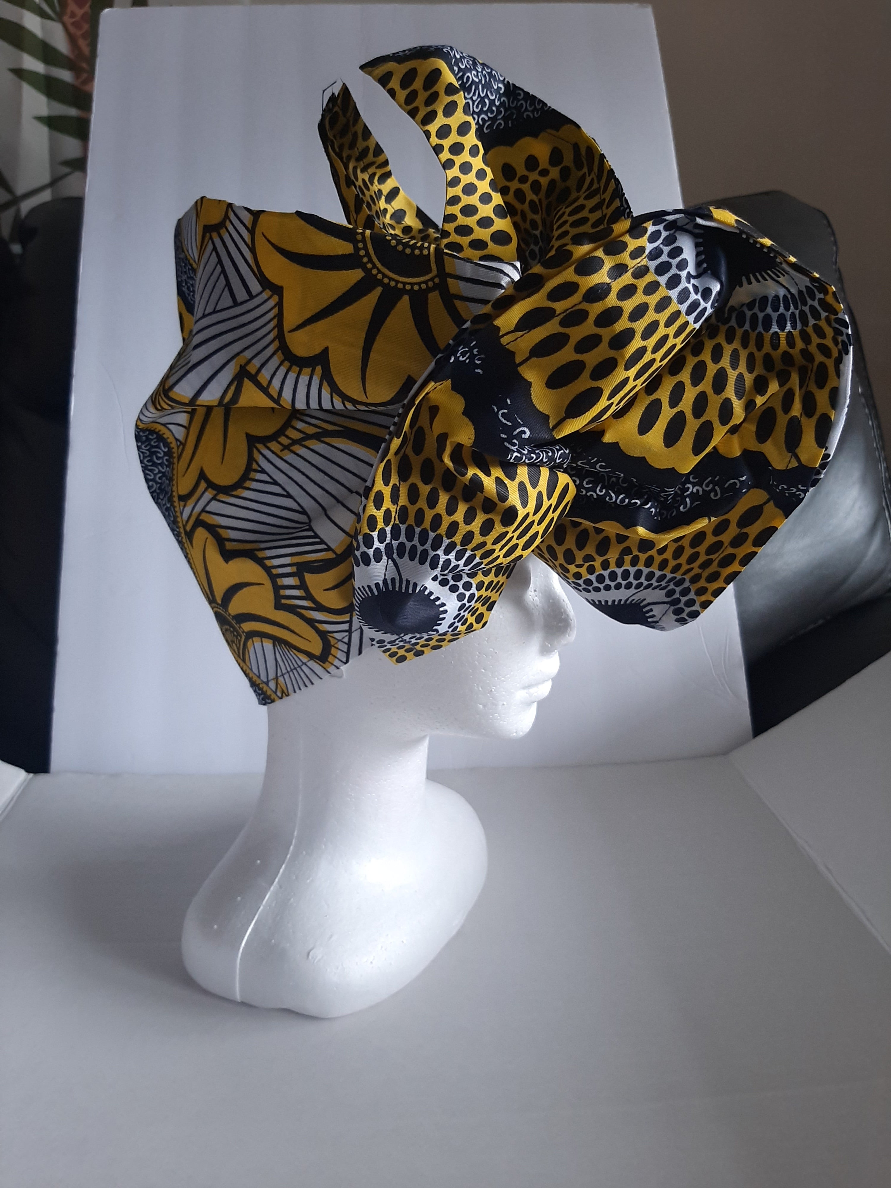 Yellow Flower African Print Scarf/Head tie