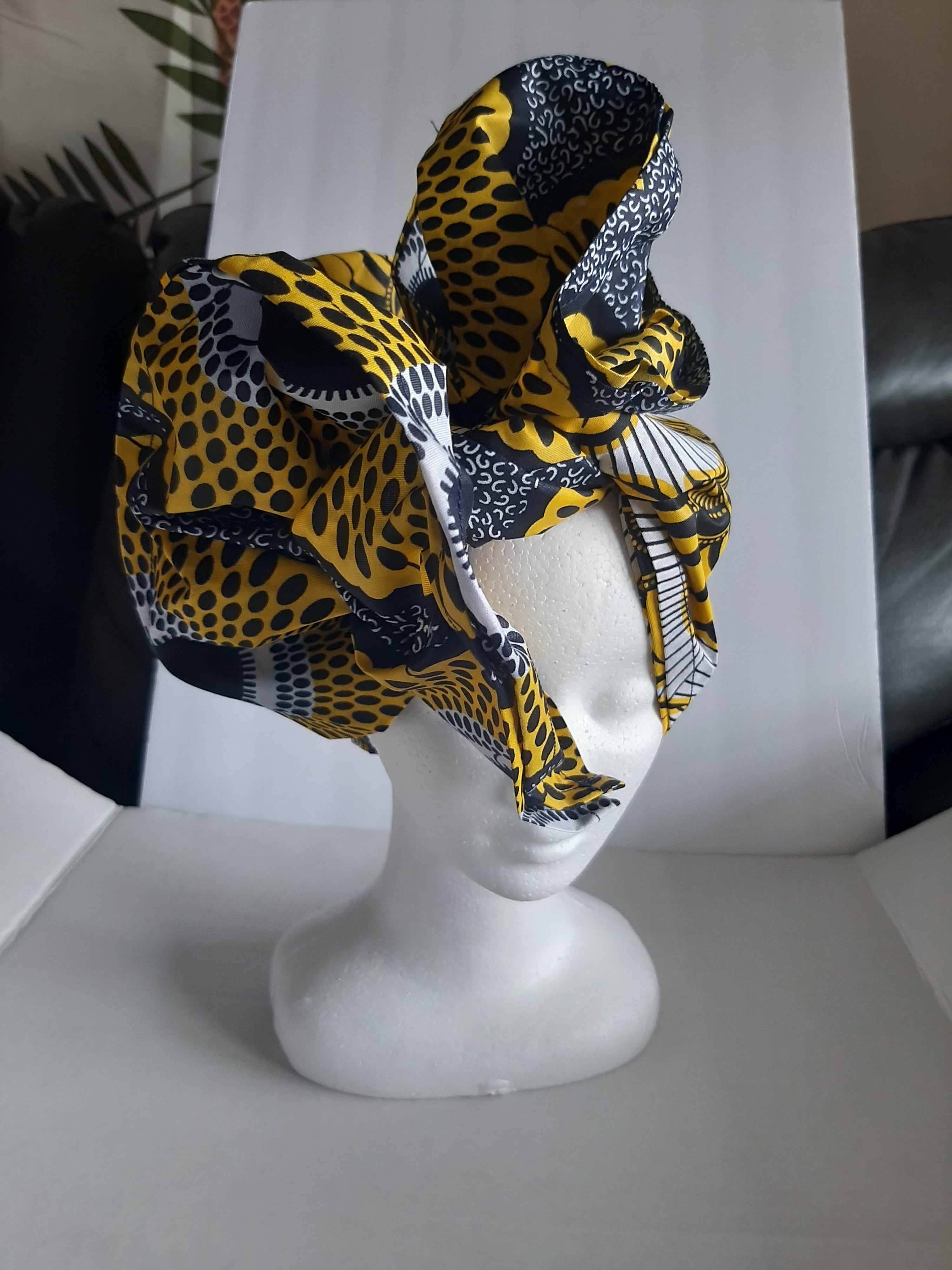 Yellow Flower African Print Scarf/Head tie