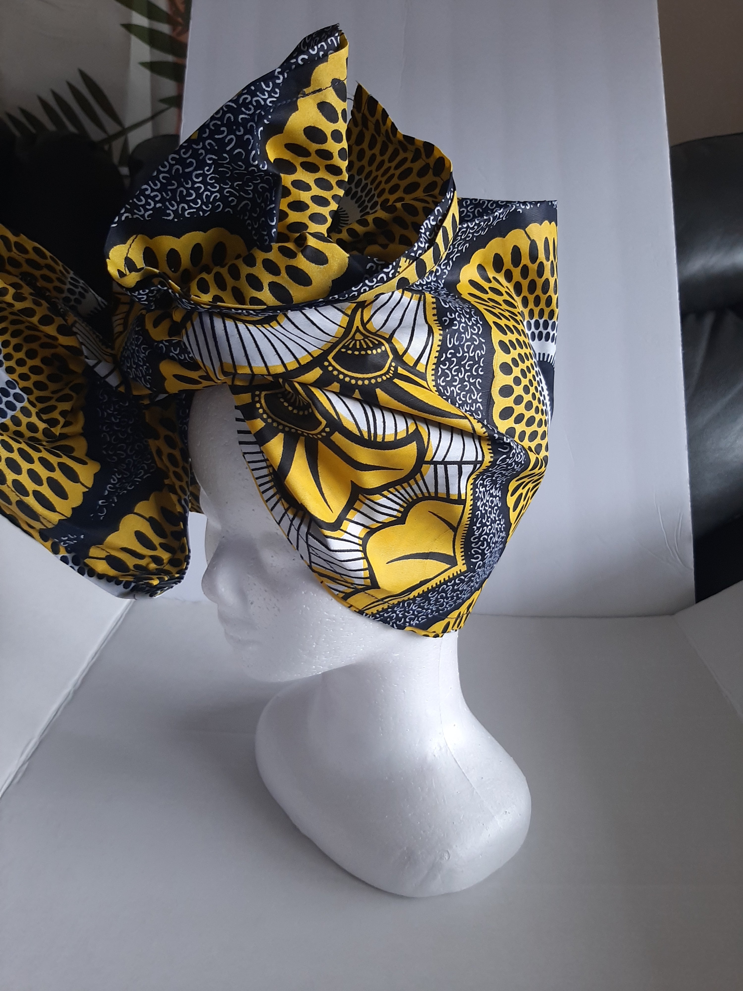 Yellow Flower African Print Scarf/Head tie