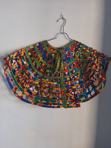 Ankara, African Print Basket Net Cape Shawl