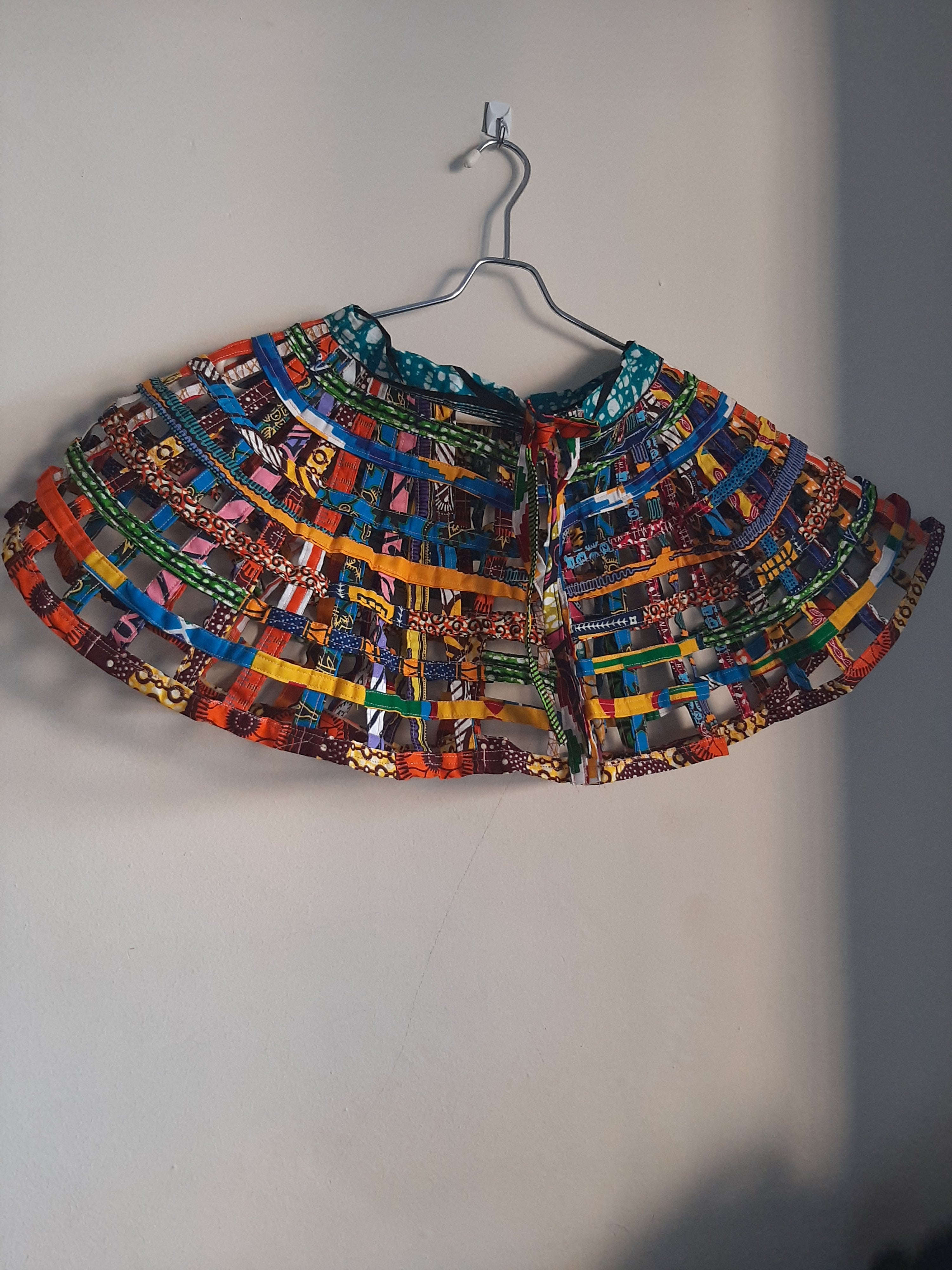 Ankara, African Print Basket Net Cape Shawl