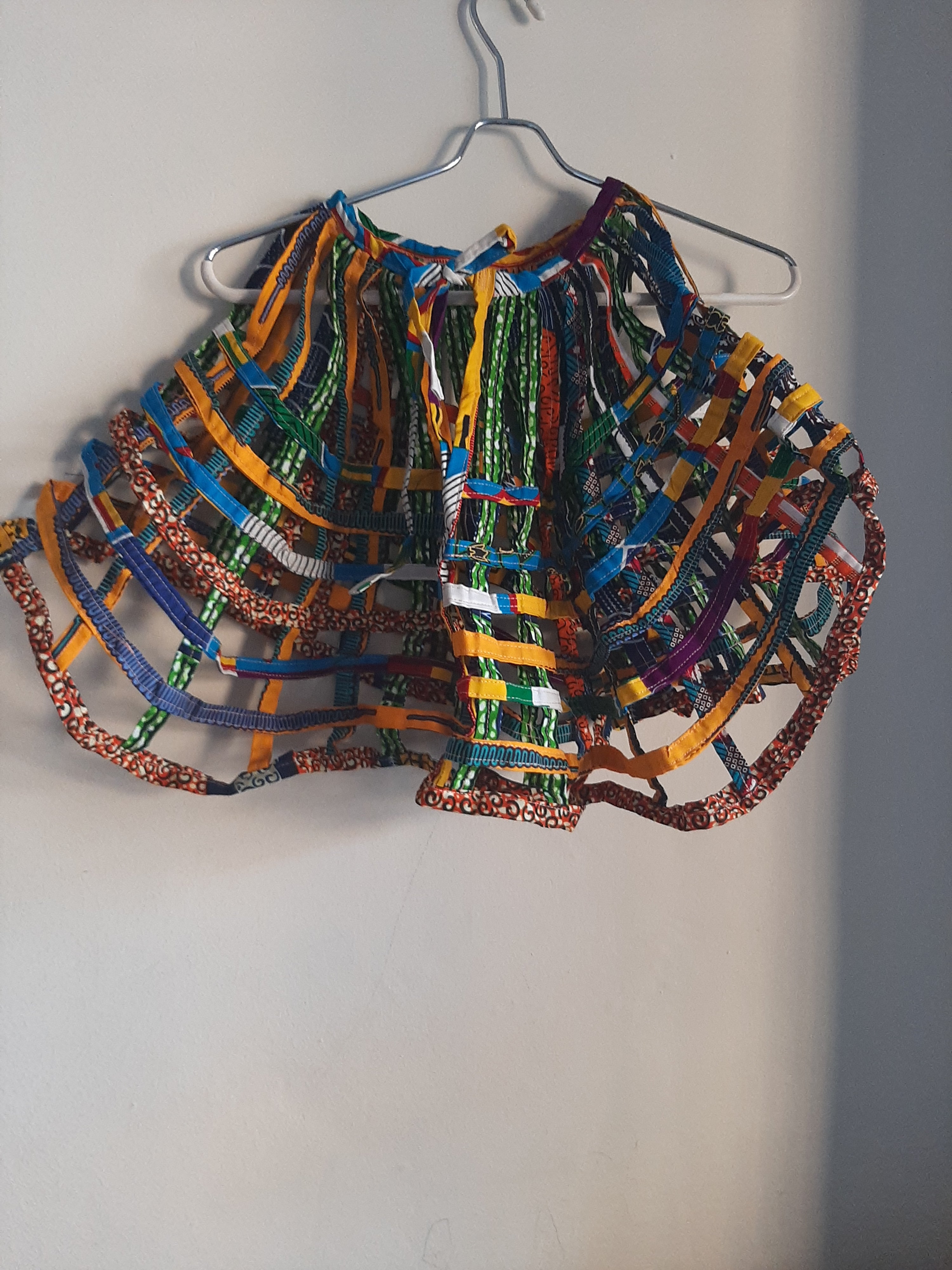 Ankara, African Print Basket Net Cape Shawl